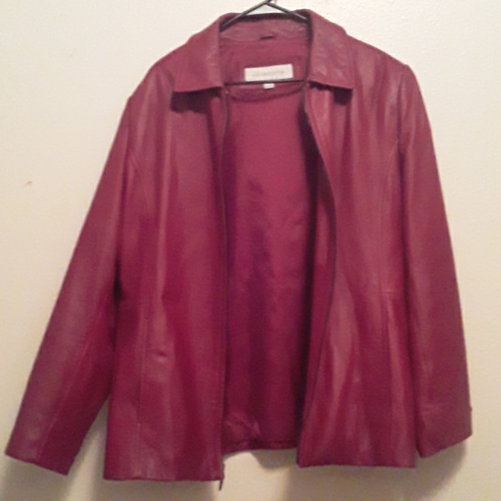 Womens red leather coat